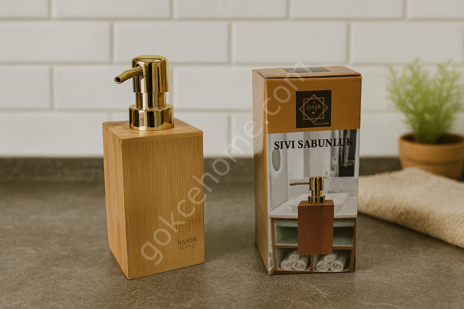 DMR kare Bambu Sıvı Sabunluk