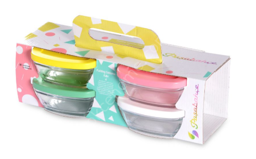 Paşabahçe puding 310 ml 4 lü cam saklama kabı 96840