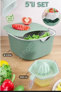 Çok Amaçlı Mutfak Seti Limon Sıkacağı & Kesme Tahtası & Süzgeç & Karıştırma Kabı Seti