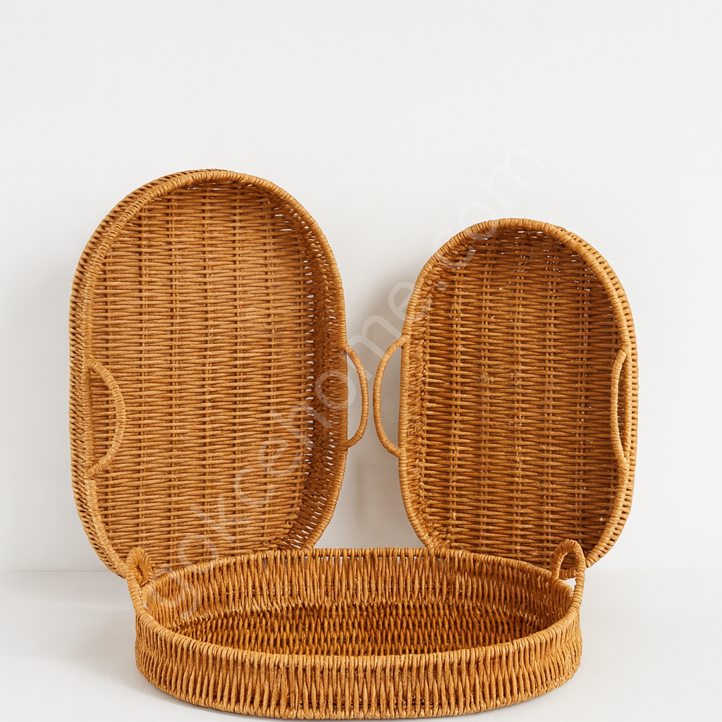 Oval 3 lü Hasır Tepsi