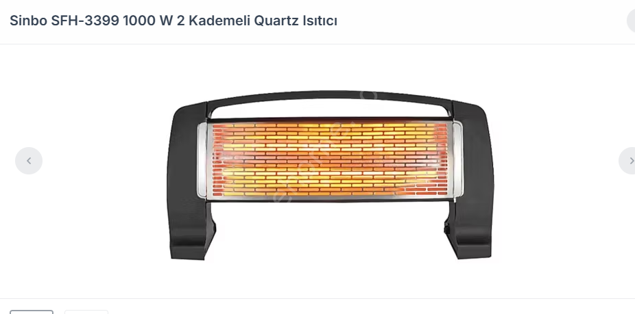 Sinbo SFH-3399 1000 W 2 Kademeli Quartz Isıtıcı