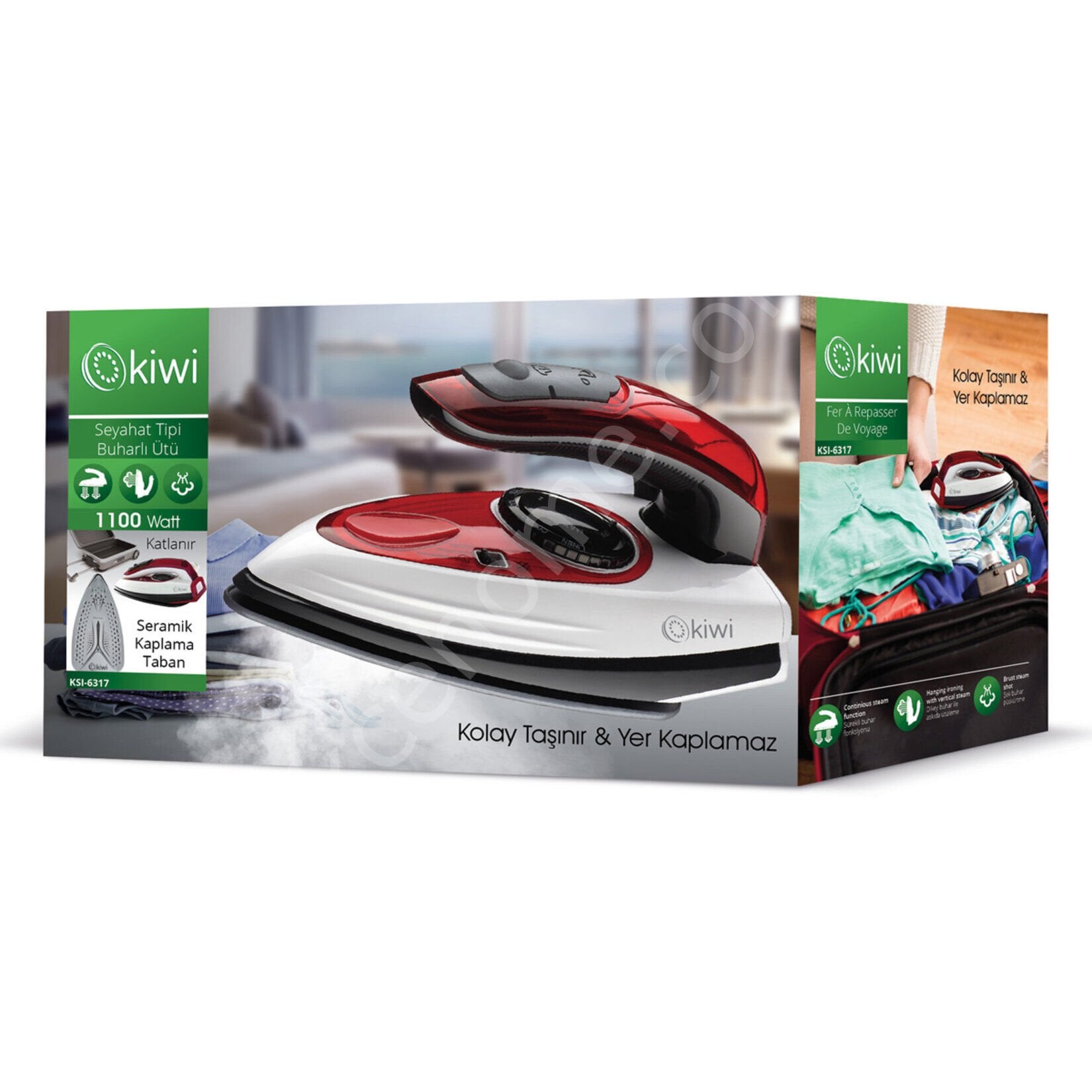 Kiwi KSI-6317 Seyahat Tipi Buharlı Ütü Kırmızı