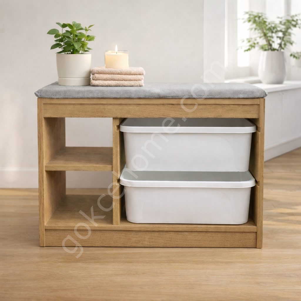 Bienwood Bie 4000 Ahşap Minderli İkili Plastik Çekmeceli Raf