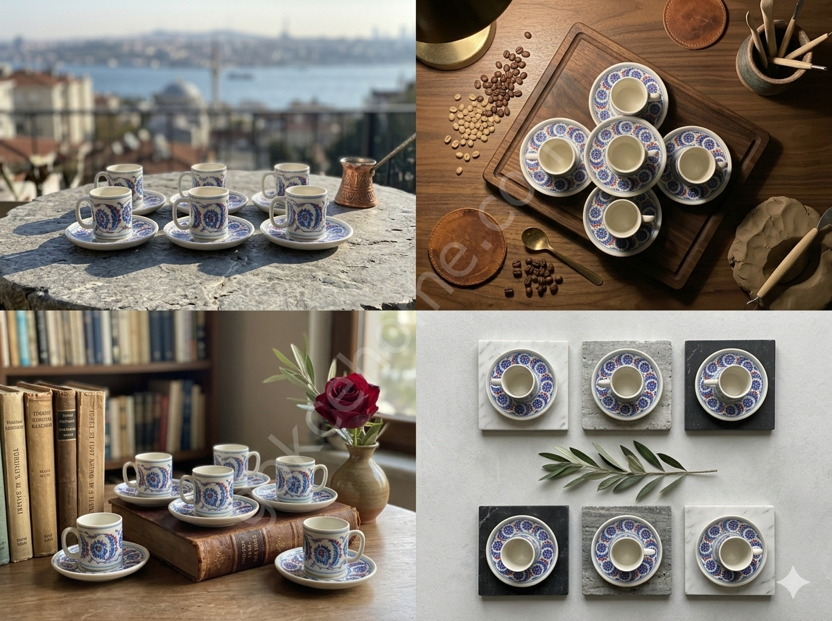 tulu semazen 6 kişilik porselen fincan takımı