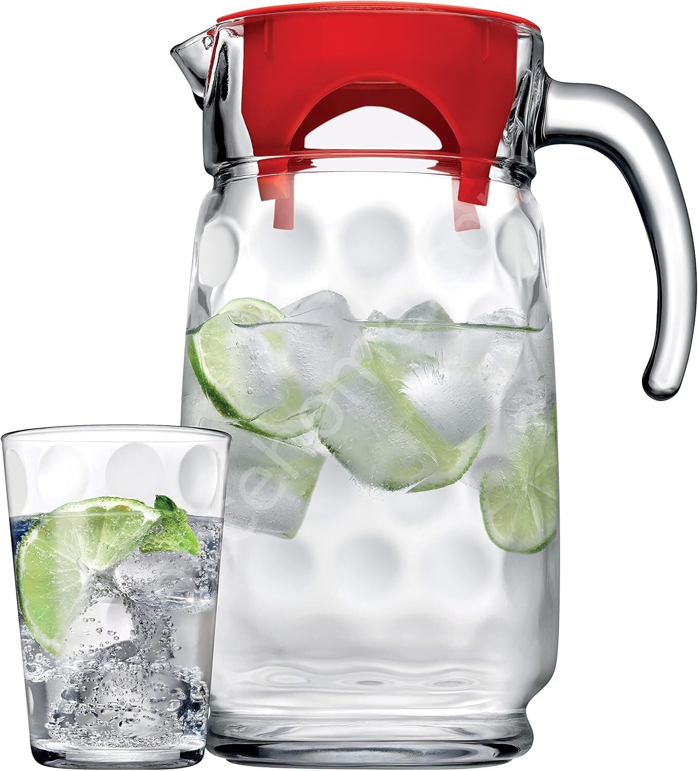 PAŞABAHÇE Space Su Takımı Kırmızı Kapaklı 1600 cc Sürahi ve Su Bardağı