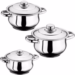 İnter paslanmaz çelik 6 prç. güveç set (3 lü tencere seti)