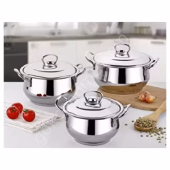 İnter paslanmaz çelik 6 prç. güveç set (3 lü tencere seti)