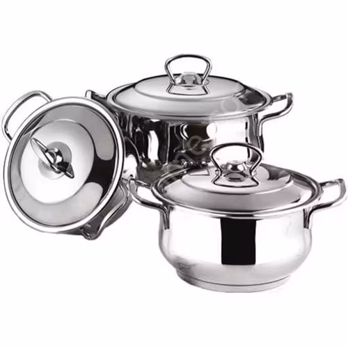 İnter paslanmaz çelik 6 prç. güveç set (3 lü tencere seti)
