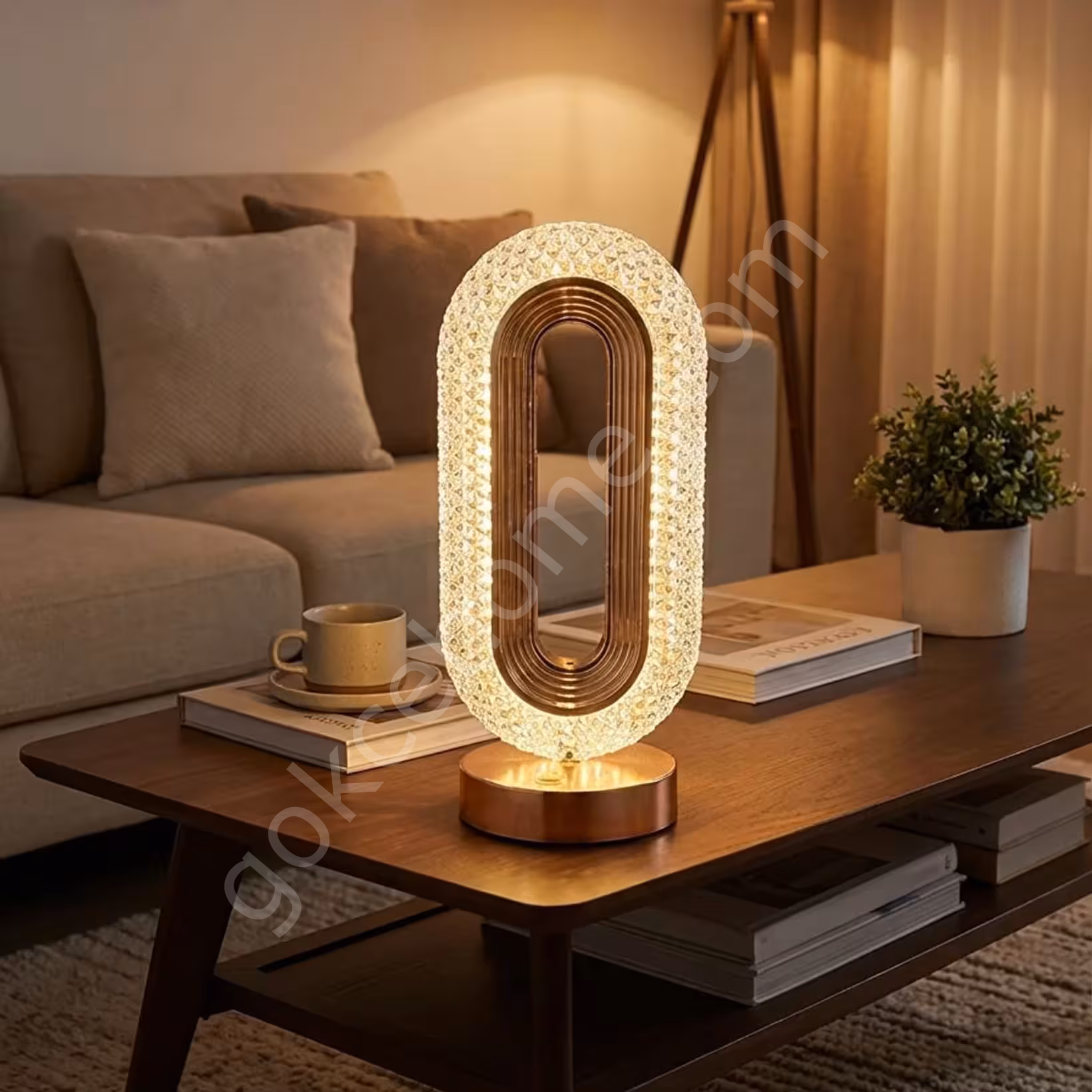 Oval Şeklinde Kristal LED Masa Lambası