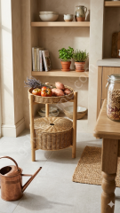 iki katlı hasır rattan organizer